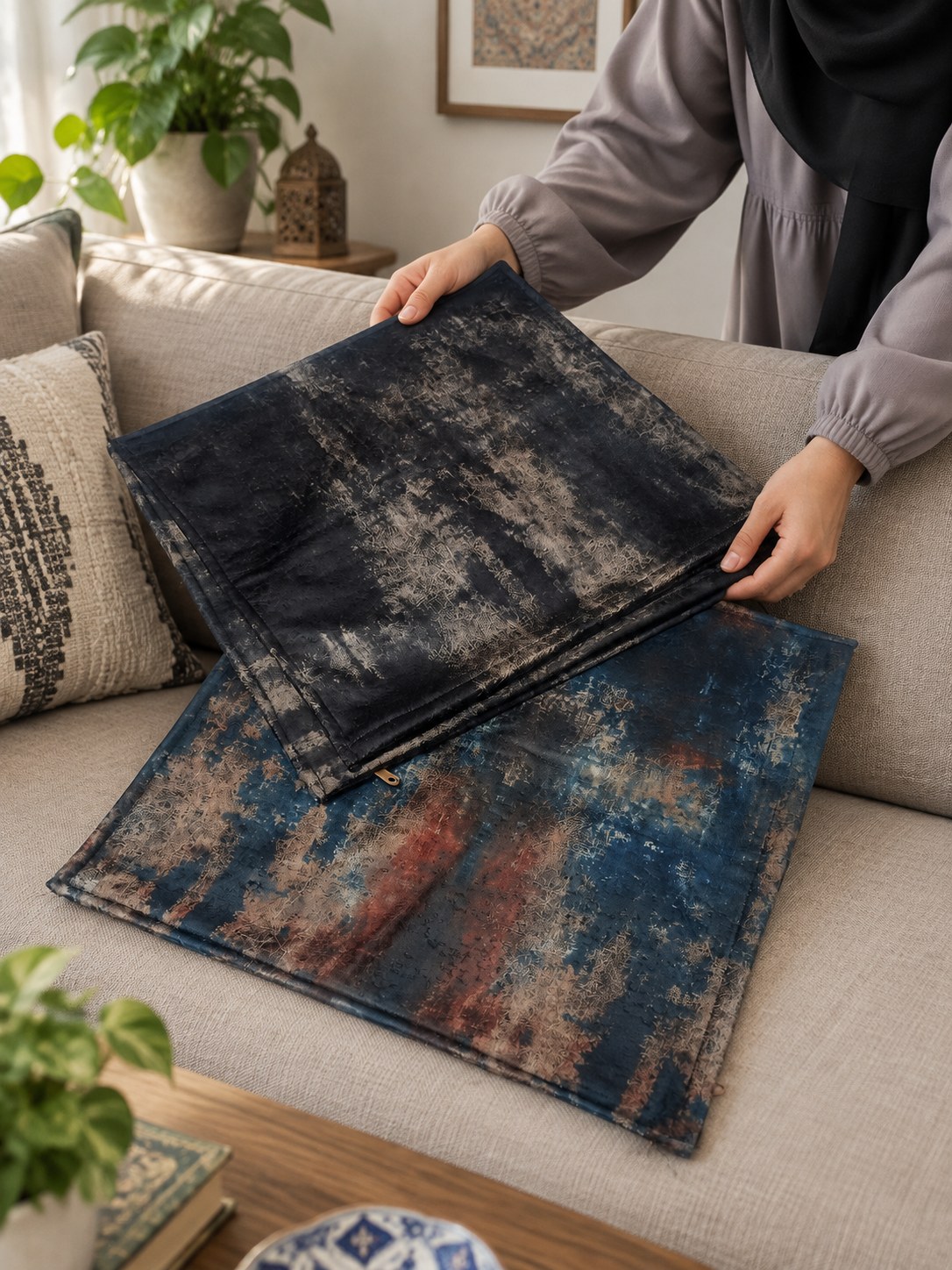روبالشتی کوسن مبلی جنس مخمل مبلی